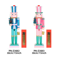 25 New 38CM Glitter Christmas Tree Nutcracker Solid Wood Decorative Puppet Gift Craft Christmas Ornament