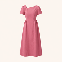 Summer Dress for Women with Puff Sleeves and Asymmetric Hemline, Maxi Dresses for UK Sizing, Long for Casual Outings