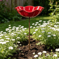 Metal Petal Water Feeder Handmade Flower Garden Bird Bath Nature-Friendly Outdoor Decoration for Yard, Patio