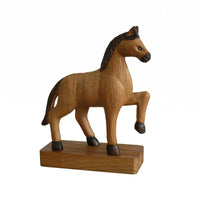 Prancing Horse Figurine Paulownia Wood Wooden Horse Figurine Vintage Style Home Decor for Entryway