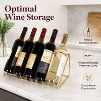 Black Iron Wire Wine Rack, Desktop Metal Bottle Holder, Small Storage for Kitchen Counter, Minimalist Design