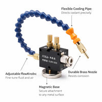 CNC Lathe Milling Aluminum Alloy Mist Coolant Lubrication Spray System for Metal #variant:Short Nozzle BVP-3000 With Magnetic Base