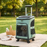 Pet Carrier Backpack with Wheels Rolling Pet Backpack with Wheels Travel Soft-Sided for Cats, Vet Visits, Outdoor