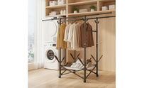 Foldable Double Rod Clothes Rack Space-Saving Double Rod Drying Rack Adjustable Telescopic for Students