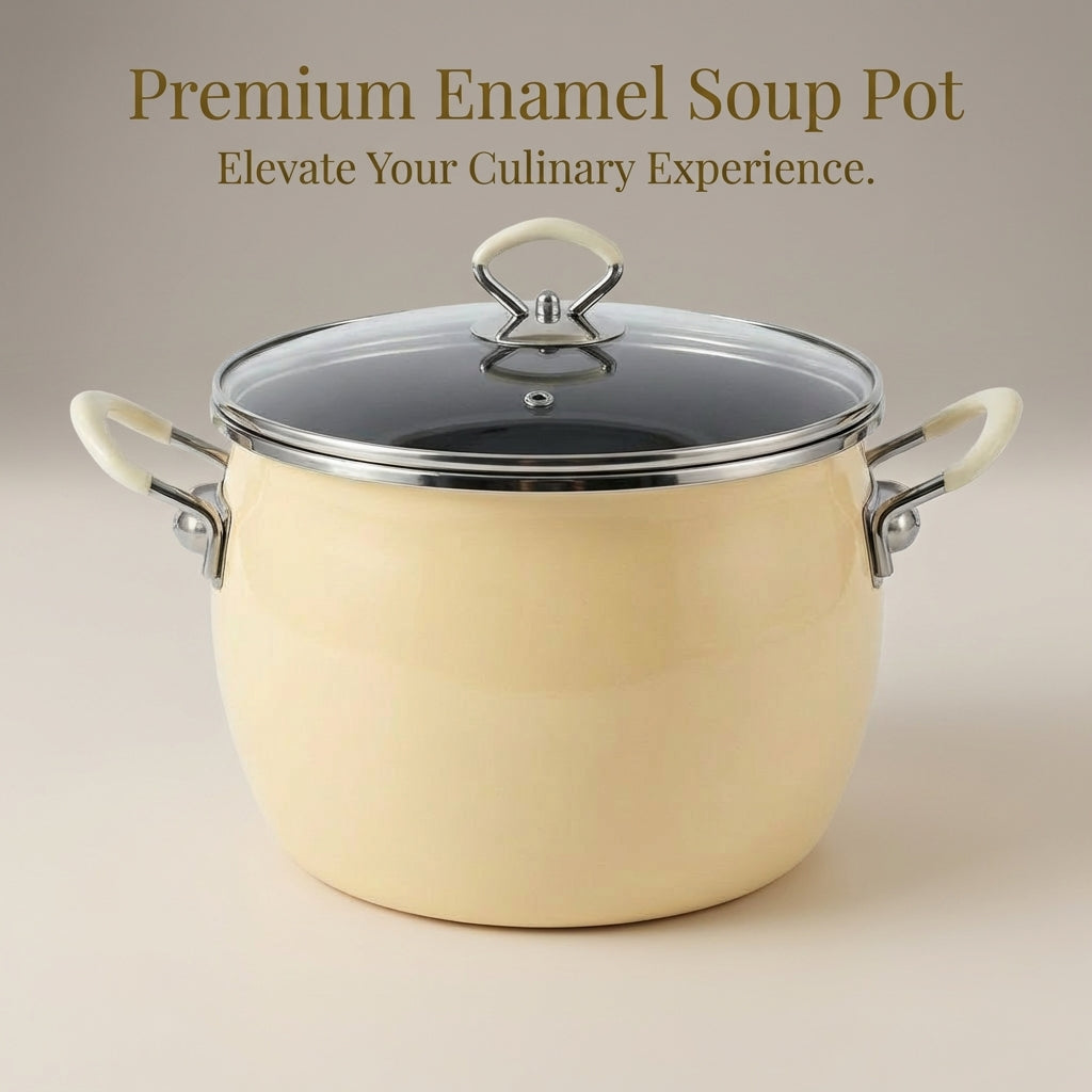 Double Handle Soup Pot 6 Liter Soup Pot Household Soup Pot for Home Cook Large Soup Pot with Glass Lid Induction Compatible Dutch Oven