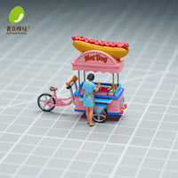 青豆模玩-1:64街头热狗&冰淇淋 1/64小比例微缩场景人偶模型