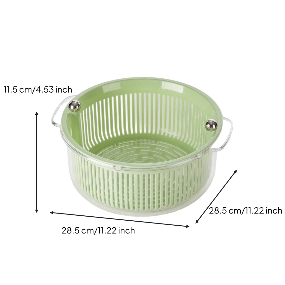 Double-Layer Fruit Drainer with Handle Ventilated Colander with Bowl 2 in 1 Draining Basket Multifunctional for Kitchen