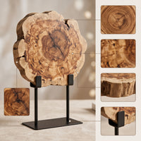 Wood Slice on Stand Natural Ornament Kiln-Dried for Entryway