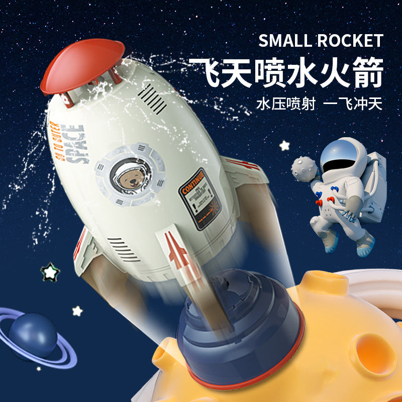 Space Rocket Water Sprinkler Toy for Kids with Rotating Spray