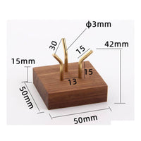 Walnut Wood Crystal Ball Stand Gold Metal Sample Display Stand Rectangular Base Decor Accessory Compact