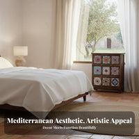 3-Drawer Dresser Decorative Patterns Multi-Drawer Apothecary Chest Easy Assembly