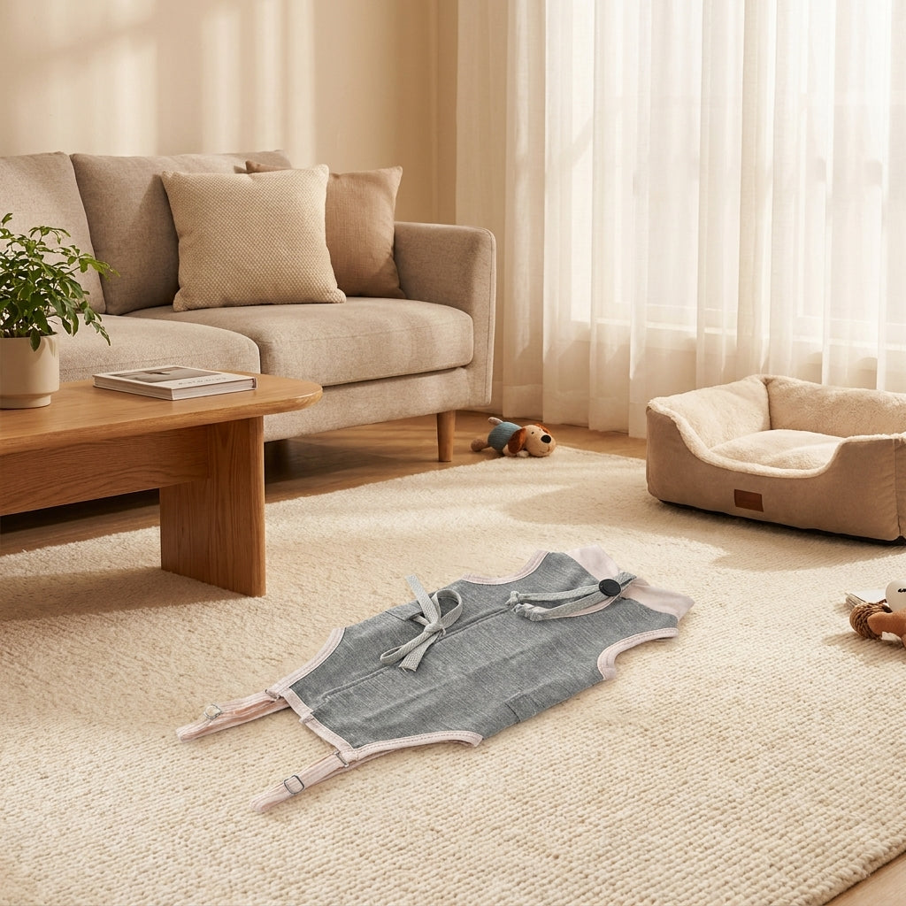Recovery Suit for Cats with Tie Closure, Sleeveless Breathable Post-Surgery Wear, Anti-Licking Cat Suit for After Surgery