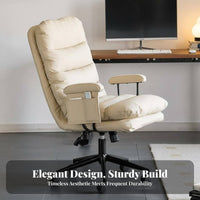 Upholstered Swivel Armchair Stable Base Desk Chair Fluid Rolling Casters