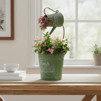 Vintage Metal Planter Decorative Home Decoration Distressed Paint for Patio