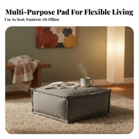 Square Pouf Wabi-Sabi Design Plush Footstool Cube Thick Padding for Meditators