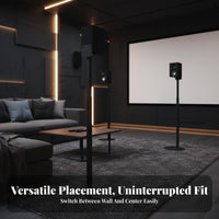 Wall-Hugging Design Floor Speaker Stand Stable Base Surround Sound Speaker Stand Universal Mount Audio Accessory Heavy-Duty Construction for Home Theater Enthusiasts, Living Room