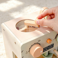 Wooden Simulation Coffee Machine Toy for Kids Pretend Play