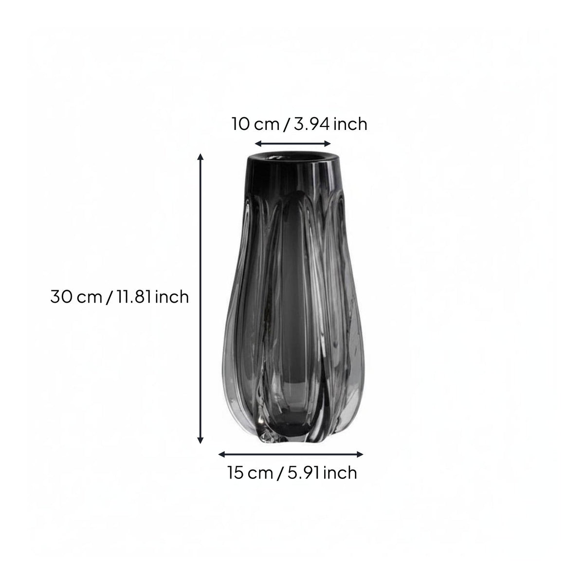 Glass Flower Vase Light Luxury Design Tabletop Centerpiece Hand Blown for Office