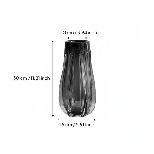Glass Flower Vase Light Luxury Design Tabletop Centerpiece Hand Blown for Office