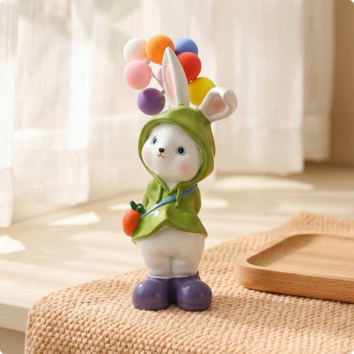 Bunny Figurine Cute Hare Statue Pastel Colors Home Decor for Girls, TV Stand, Desktop, Living Room