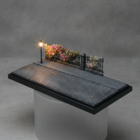 Diorama Base with Street Lamp Light-up Miniature Street Scene Base 1/72 Scale Scene Display Foundation for Collectors