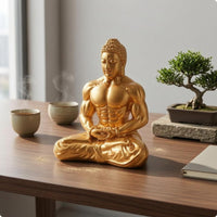 Zen Buddha Statue Sculpted Details Spiritual Decor Muscular Design