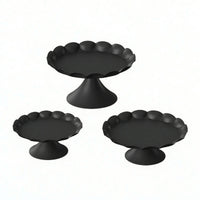 3 Pieces Pedestal Dessert Stand with Rim Matte Metal Cake Pedestal