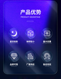 小魔球灯满天星投影仪星空氛围灯圣诞礼品USB插电小彩灯LED舞台灯 黑色-星空罩子灯