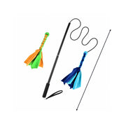 Interactive Dog Flirt Pole with Rope Lure Padded Dog Teaser Wand with Rope Toys Extendable Retractable Flirt Pole with Tassels Sturdy for Training