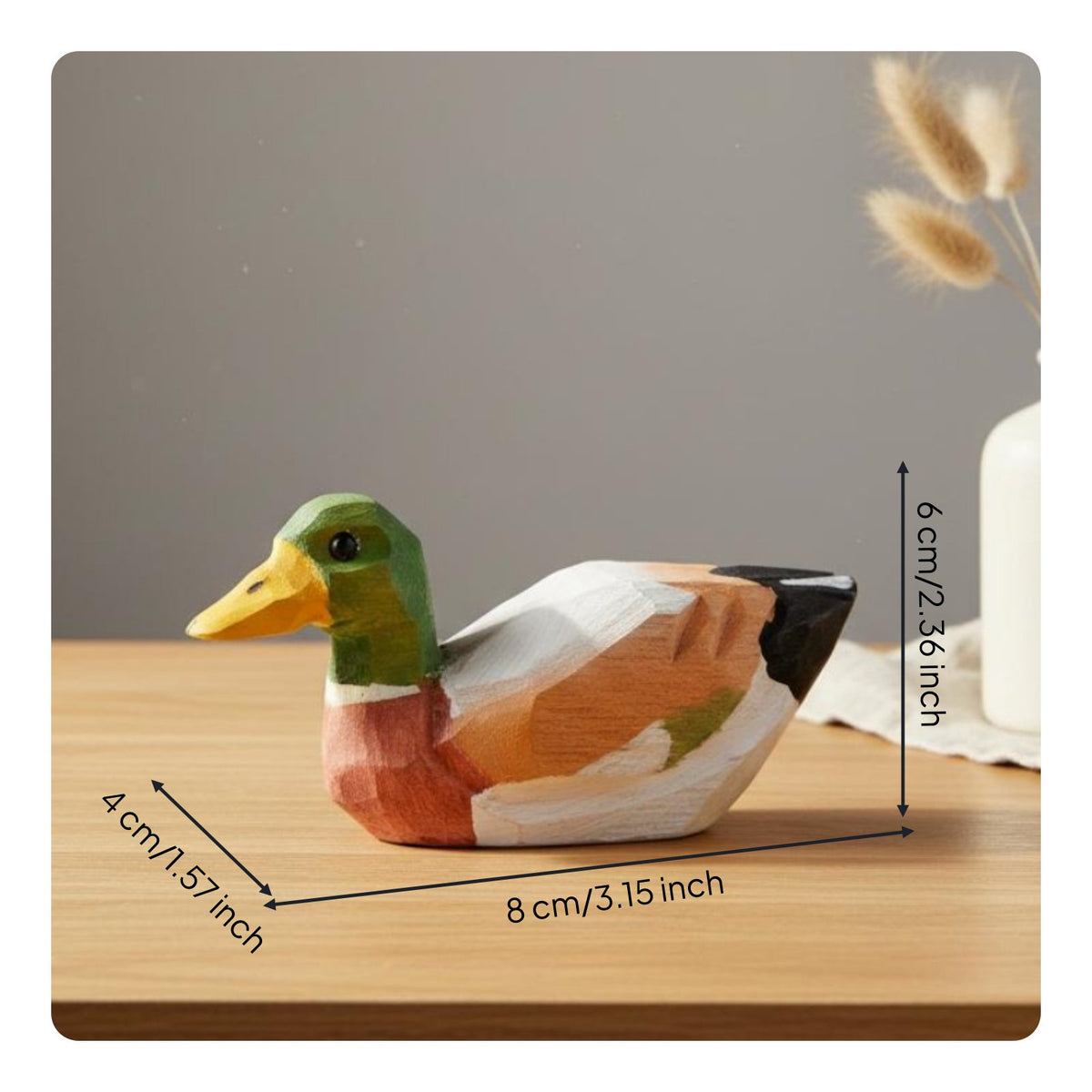 Wooden Duck Figurine Birthday Gift Hand-Carved Duck Figurine Handcrafted Elegance Small Animal Miniature for Collectors