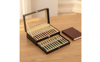 Pen Storage Box with Clear Lid Multi-Compartment Pen Storage Display Case Shielded for Collectors