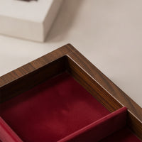 Jewelry Tray with Velvet Lining Minimalist Wood Grain Jewelry Organizer Wooden for Vanity, Dresser