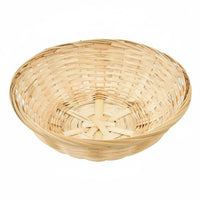Round Bamboo Basket Low-Sided Bamboo Woven Basket Wide opening Storage Item for Tabletop