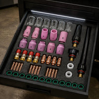 53 Pieces -Compatible -17 18 26 Torch Parts Multiple Sizes Welding Gas Lens Kit Easy to Install Welding Torch Kit for Welders, Workshop, Garage