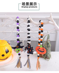 Halloween Wooden Bead Hanging Ornaments - Witch Castle Theme