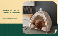 Foldable elevated dog bed, washable