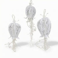 3 Pieces Hanging Ornament with Pearl Beads Beaded Lace Bell Ornament Romantic