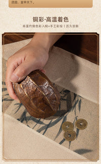 Brass Money Turtle Figurine Copper Turtle Shell Handheld Ornament