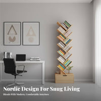 Tree-Shaped Book Rack Narrow Outline Shelving Unit Space-Saving Sturdy Construction for Apartment Dwellers, Kids, Dorm Room