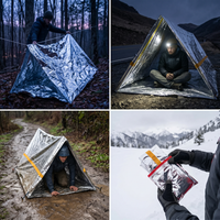 Outdoor Emergency Survival Tent, Silver Insulated Rescue Shelter for 1 Person