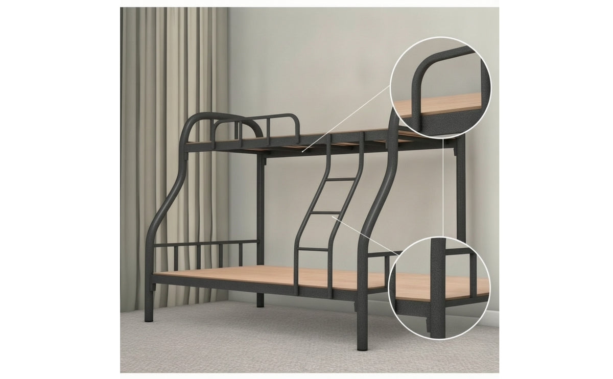 Metal Bunk Bed Frame Space-Saving Bunk Bed with Ladder Sturdy Furniture Modern for Students, Bedroom
