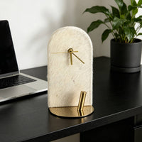 Arched Desk Clock Sculptural Clock with Round Base Textured Decor for Shelf