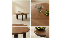 Walnut Round Coffee Table Modern Wooden Coffee Table Minimalist Furniture Solid Wood for Living Room, Reading Corner