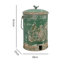 Metal Trash Can Perforated Weather Resistant Decorative Trash Can