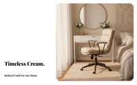 Light Luxury design Upholstered Rolling Chair Soft Upholstery Upholstered Armless Chair Ergonomic spine supportrest Vanity Seat Modern Minimalist Design for Home Workers, Students, Adults, Bedroom, Study Room