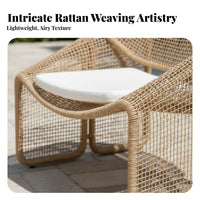 3 Pieces Rope Weave Lounge Set Waterproof Outdoor Furniture All-Weather for Families, Homeowners, Sunroom, rearyard