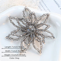 Intricate Design Crystal Flower Embellishment Korean Design Beaded Snowflake Applique Handmade Sew-on Crystal Flower Elegant for Jewelry Makers, Clothing Decoration, Hair Accessories