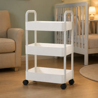 3-Tier Rolling Cart Easy to Move Rolling Storage Cart with Mesh Shelves