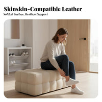 Paddeded Shoe Rack Bench Comfortable Padded Seat Upholstered Waterfall Bench with Shoe Rack High Load Capacity for Living Room
