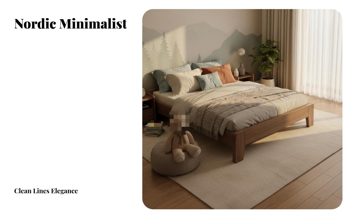 Solid Wood Construction Platform Bed Frame Low-to-the-Ground Headboardless Slat Frame Minimalist Design Mattress Foundation Space-Saving for Families, Apartment Dwellers, Minimalists, Small Areas, Guest Room